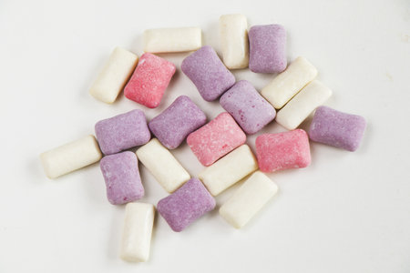 Different chewing gums isolated on a white backgroundの写真素材
