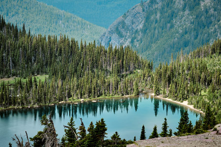 A beautiful shot of a lake at the Glacier national park in Montana, USAの写真素材