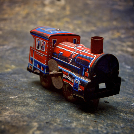 A closeup shot of a vintage train toyの写真素材