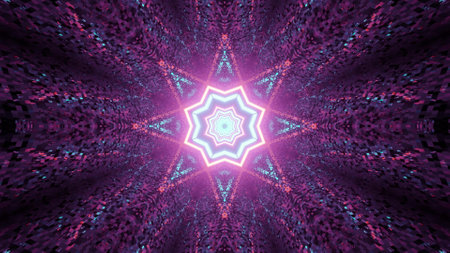 A 3D rendering of an abstract kaleidoscope with geometric shapes.の写真素材