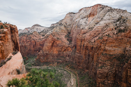 A mesmerizing view of the brown landscapes of the Zion National Park in Utah, United Statesの写真素材