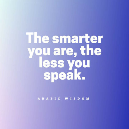 A witty quote about the connection between being smart and speaking lessの写真素材