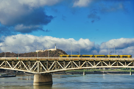 The Petofi Bridge over the Danube in Budapestの写真素材
