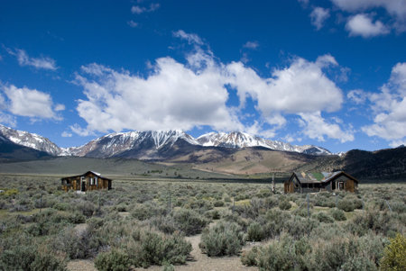 Beautiful Rocky Mountains landscape in California with snow topped mountaの写真素材