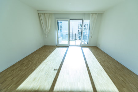 Empty Living Room with Sunlight in Switzerland.の写真素材
