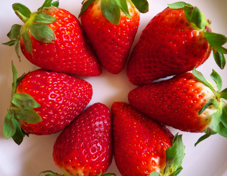 A closeup shot of fresh ripe strawberriesの写真素材