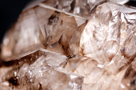 large dirty quartz crystal mineral sample with many facetsの写真素材