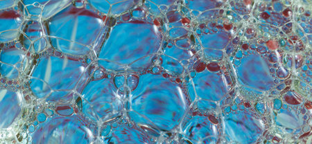 A closeup shot of bubbles on the blue waterの写真素材