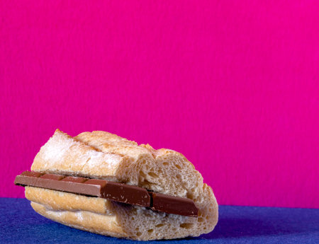 A closeup shot of a chocolate bar in a bread