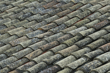 An old weathered roof tiles textureの写真素材