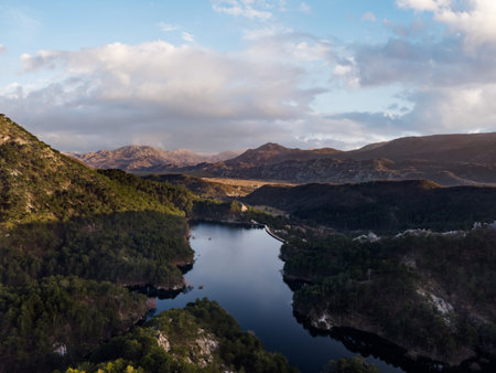 A small mountain lake in Montenegro called Grahovsko jezeroの写真素材