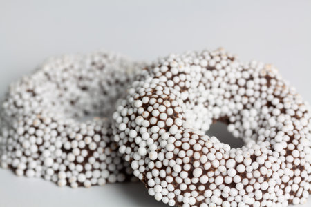 A closeup shot of homemade donuts white plateの写真素材