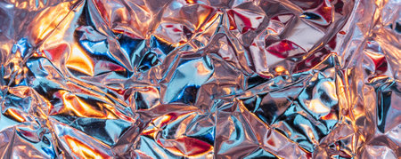 A panoramic shot of wrinkled metallic texture