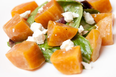 Yummy golden beet salad with lettuce, and feta cheeseの写真素材