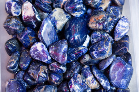 A closeup shot of semi-precious blue-colored stonesの写真素材