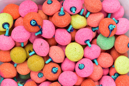 Multiple colors backgrounds objects on street market.