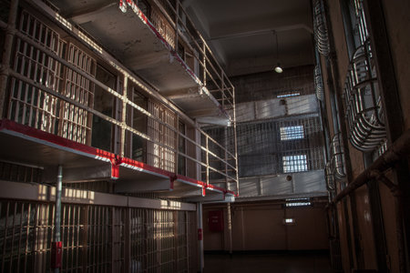The interior of the legendary Alcatraz Prison, on an island near San Francisco, the USの写真素材