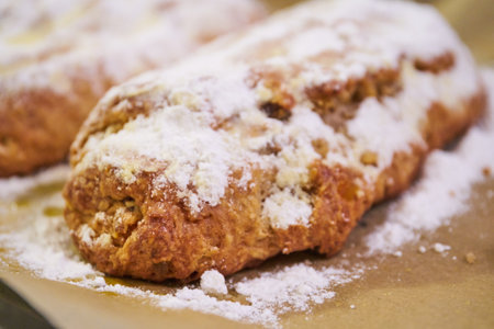 Traditional christmas baking sweet stollen