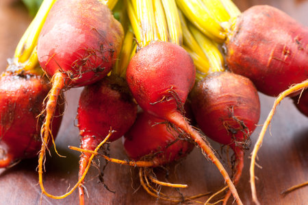 A closeup shot of fresh sugar beets in the kitchenの写真素材
