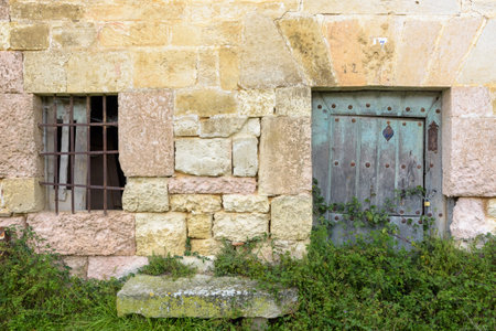 The facade of an old building in Valpuesto garden in Burgos, Castilla y Leon, Spainの写真素材