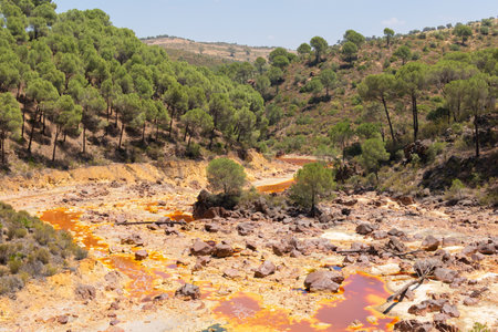 An old mining area in Rio Tinto in Huelva, Andalusia, Spainの写真素材