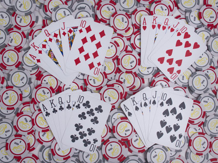 A top view of poker cards and chips