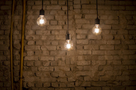 A closeup shot of hanging decorative lightbulbs