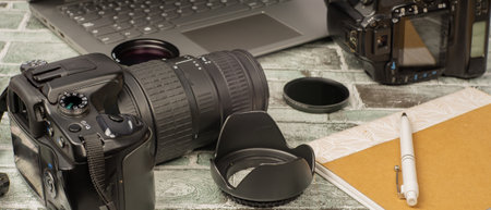photo camera computer and accessories