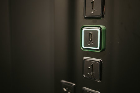 Theelevator buttons with floor numbers; background with copy space on the left