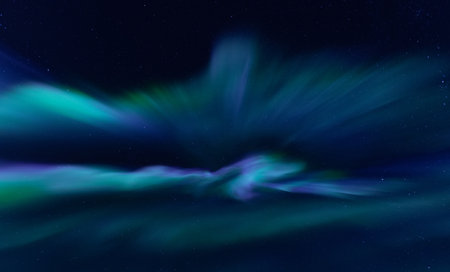 A vertical shot of Aurora borealis lights backgroundの写真素材