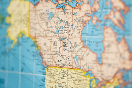 A selective focus shot of the continent of North Americaの写真素材