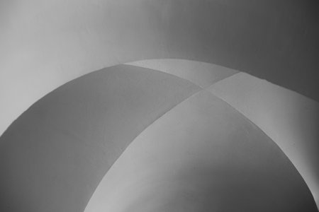 Cutout of a shaded white and grey ceiling in an old building - copy-spaceの写真素材