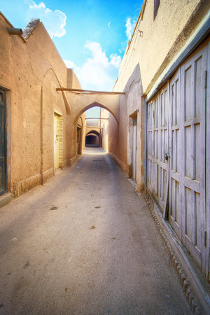 The ancient city of Yazd, Iran with houses made of hay and clay.の写真素材