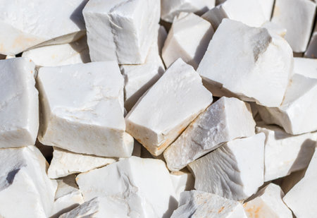 A closeup shot of a lot of pieces of whiterockの写真素材