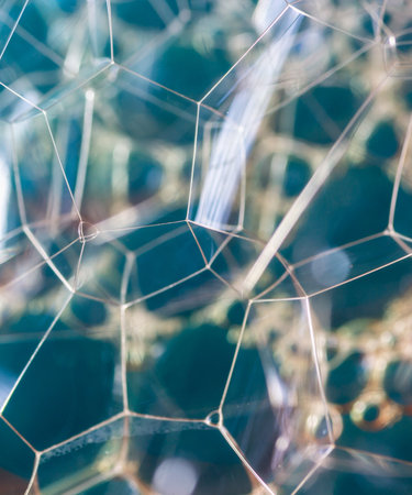 A vertical shot of abstract bubble patterns with blue backgroundの写真素材