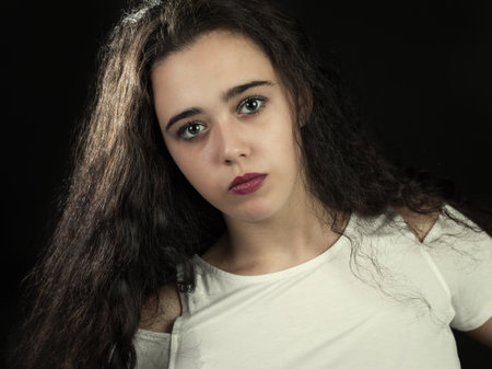 The portrait of a young attractive femaleの写真素材
