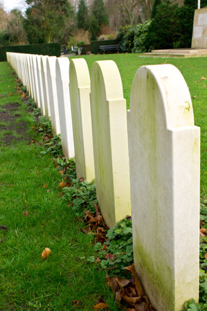 A row of graves at the graveyardの写真素材