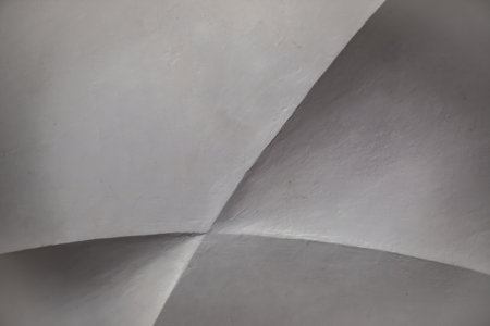 Cutout of a shaded white and grey ceiling in an old building - copy-spaceの写真素材