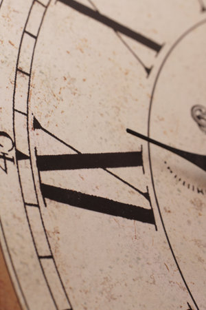 A macro close-up of a classic clock with roman numbers