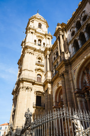 A vertical shot of the Malaga cathedral, Spainの写真素材