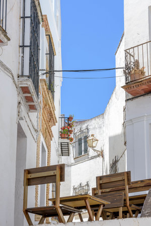 A Typical white village of Spain in the province of Cadiz, in Andalusia, Arcos de la Fronteraの写真素材