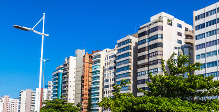 The buildings with blue sky in the background in Florianopolis, Brazilの写真素材