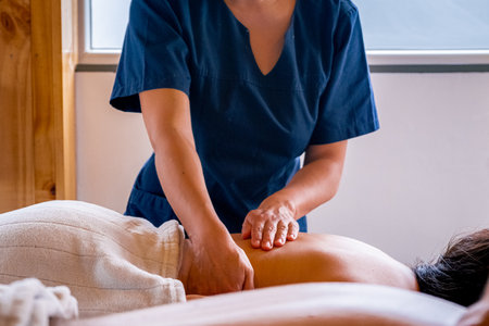 relaxation massage, fat reduction therapy, brown skinの写真素材
