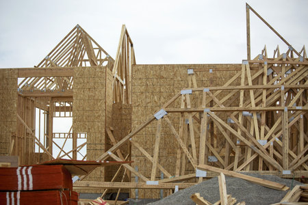 A wooden carcass, a timber framing construction