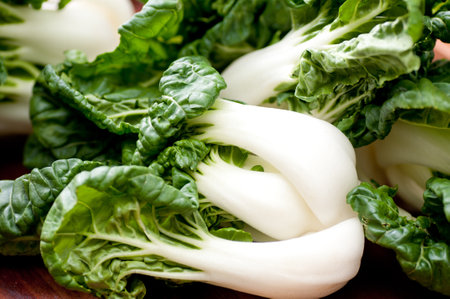 baby pak choi or bok choy used in asian stir fry wok food stock photoの写真素材