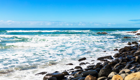 The South Atlantic Ocean from a rocky shore in Brazil