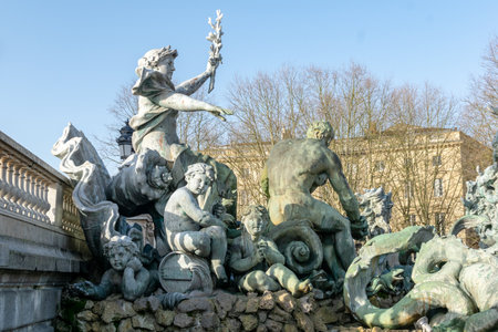 The Monument to the Girondins in Quincoces Square under the sunlight in Bordeaux, Franceの写真素材