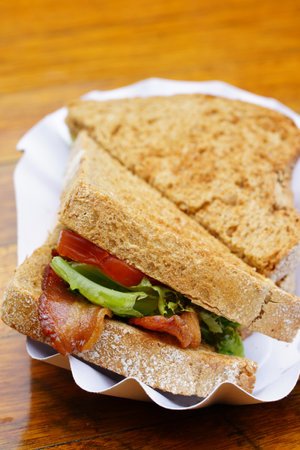 A delicious looking bacon sandwichの写真素材