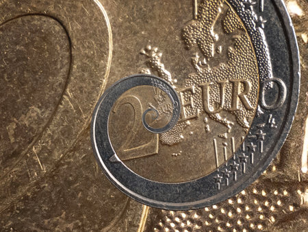 A closeup shot of the 2 euro coinの写真素材
