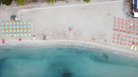An aerial view of a sandy beachの写真素材